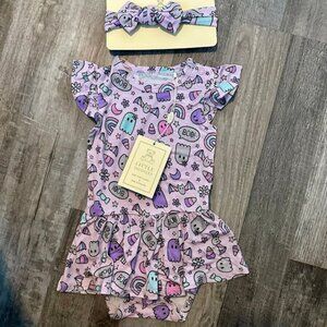 Little Snuggles Halloween Purple Dress with Bow 12/18